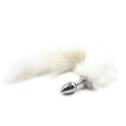 1-Metalowy korek analny z długim ogonem futrem 7cm-1