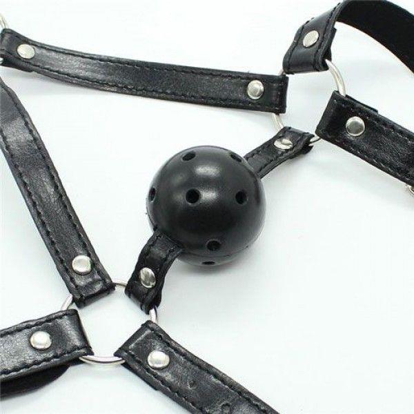 3-Uprząż na głowę maska z pasków z kneblel bdsm sex-3