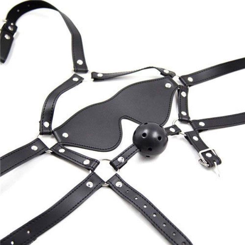 4-Bdsm bondage sex maska na głowę z opaską kneblem-4
