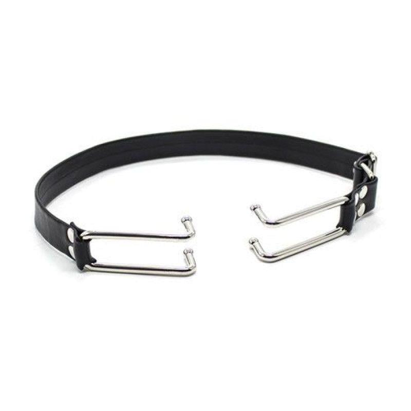 1-Metalowy rozwieracz ust na pasach knebel bondage-1