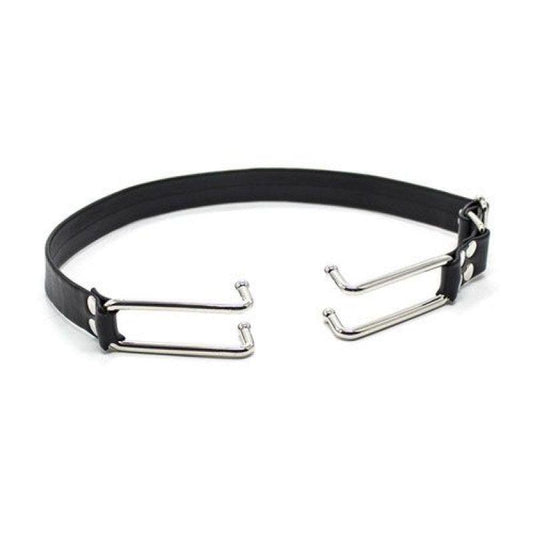 1-Metalowy rozwieracz ust na pasach knebel bondage-1