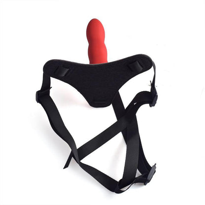 4-Czerwone kuszące dildo ze strap-on na szelkach-4