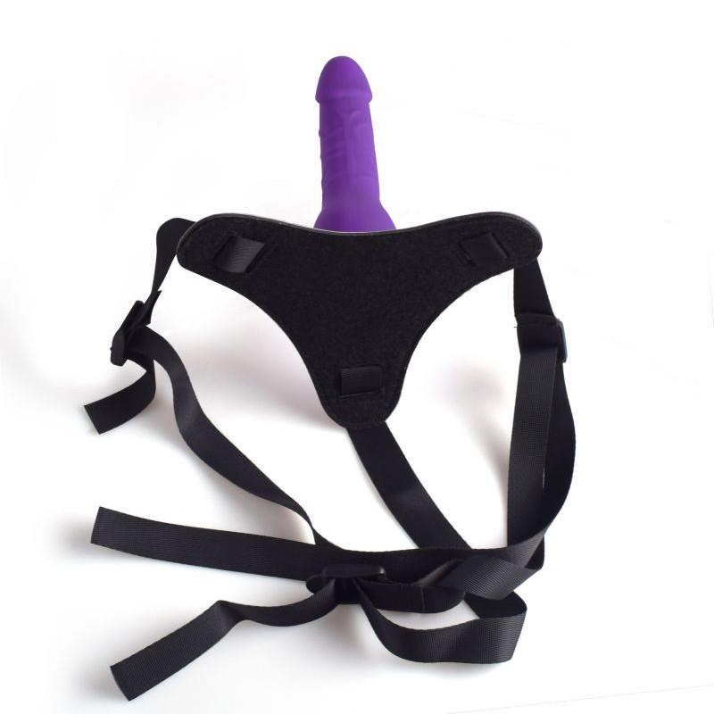 4-Strap-on uprząż regulowane szelki dildo penis 14cm-4