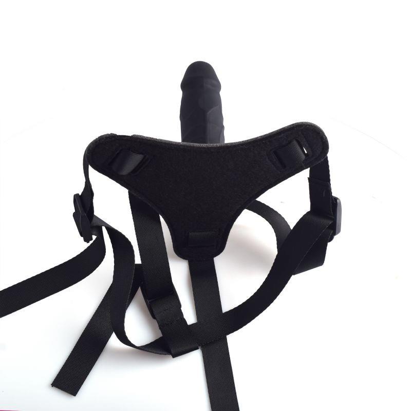 2-Czarne majtki strap-on z silikonowym dildo 10 cm-2
