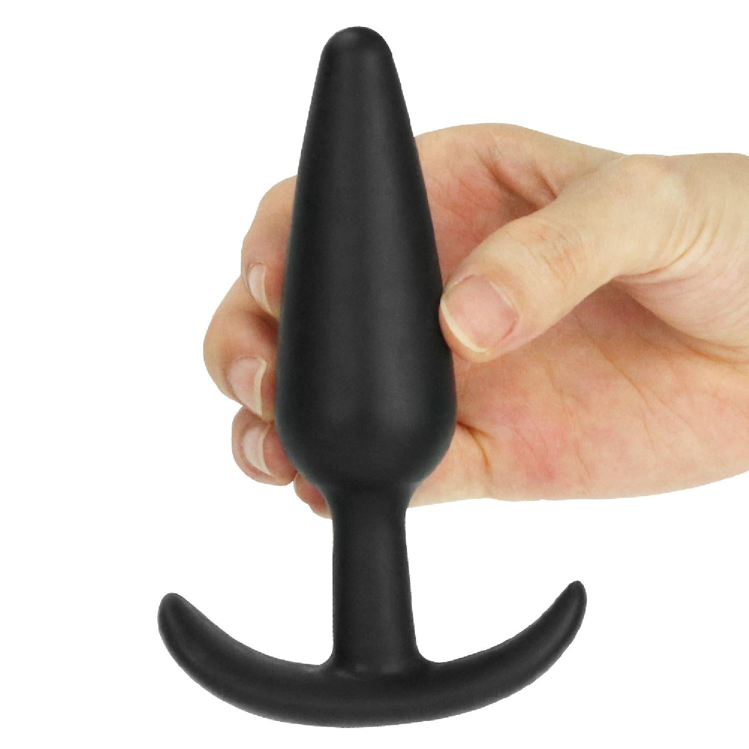 2-Silikonowy korek analny czarny z uchwytem 13,2 cm-2