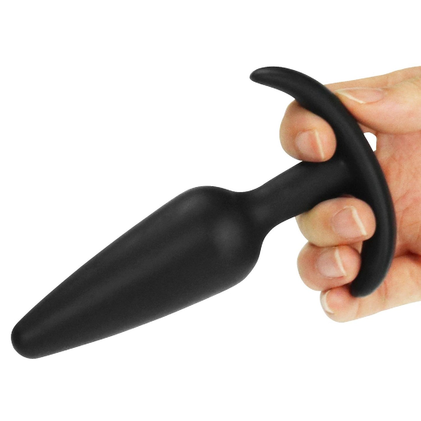 3-Silikonowy korek analny czarny z uchwytem 13,2 cm-3
