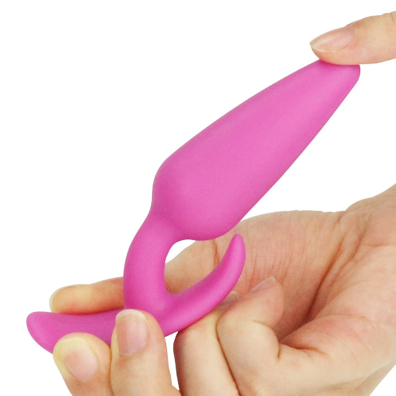 6-Różowy korek analnysilikonowy z uchwytem 11 cm-6