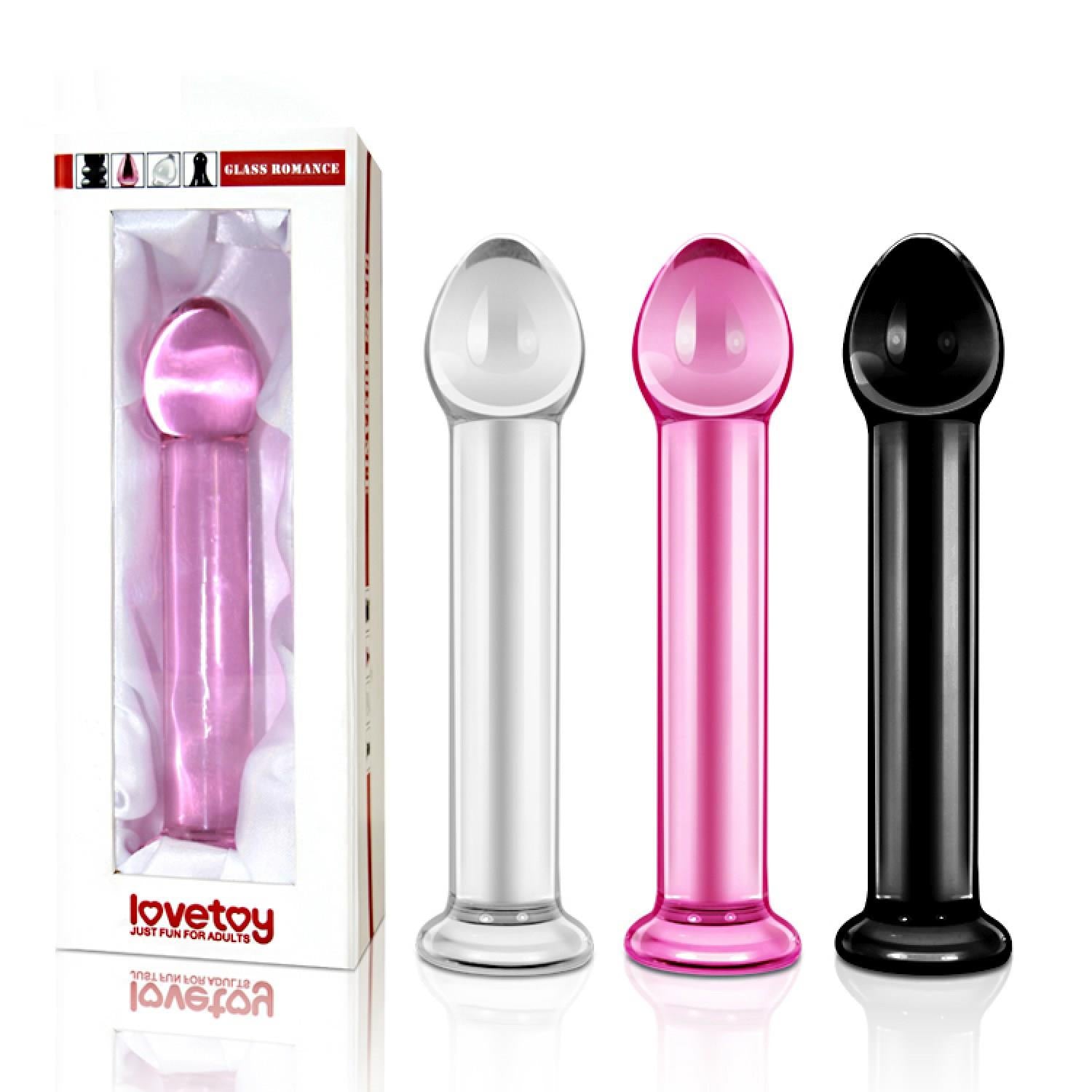 3-szklane czarne dildo z prostym trzonem i główką-3