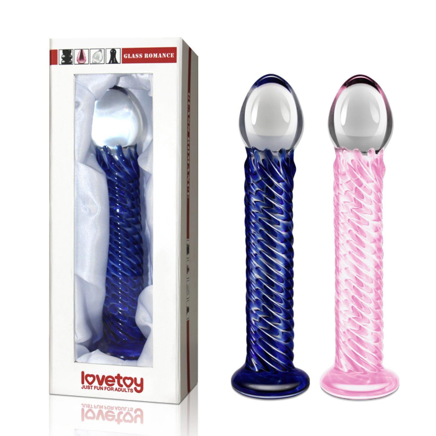 2-Szklane różowe dildo ze spiralną strukturą 21 cm-2