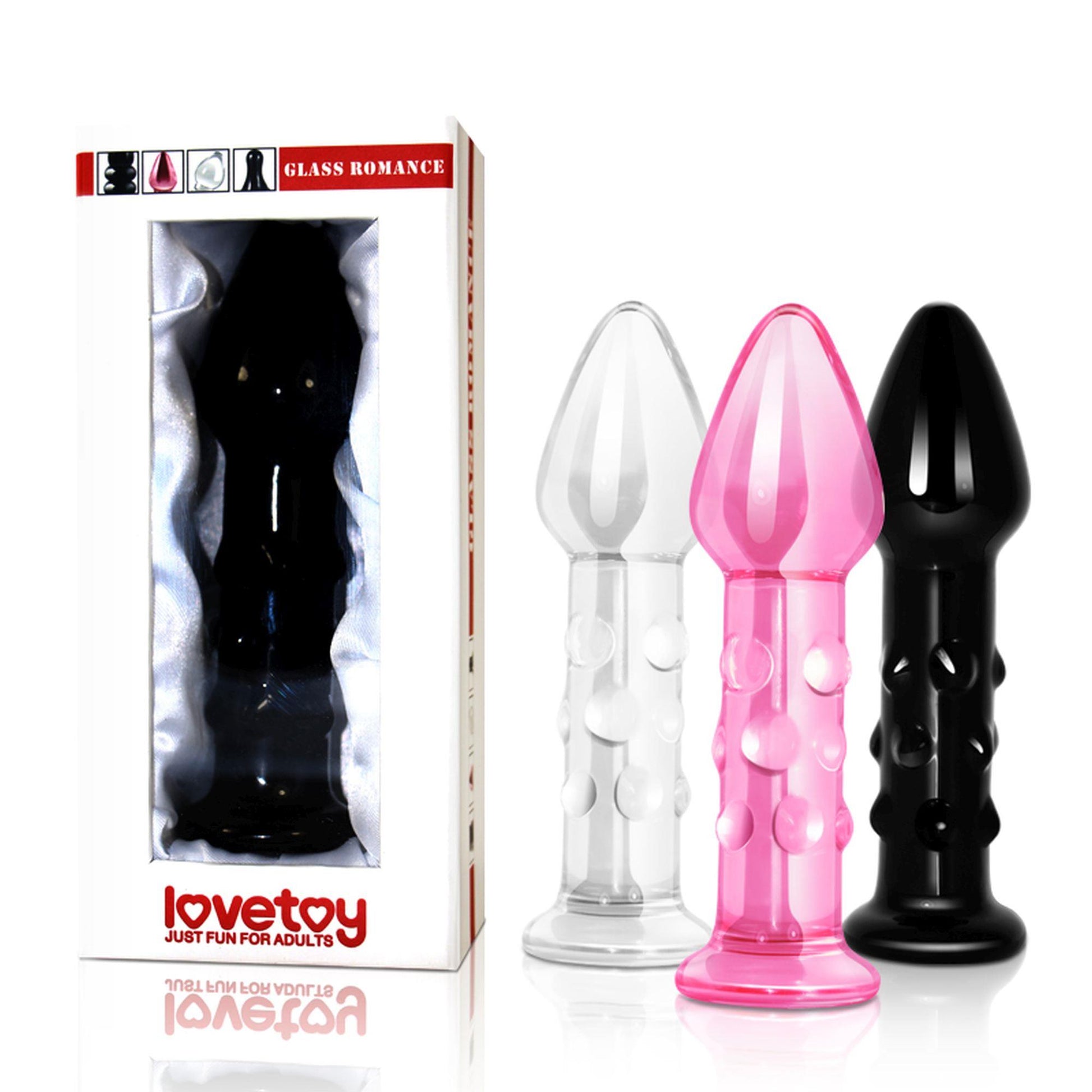3-Różowy szklany korek analny stylowy z wypustkami-3