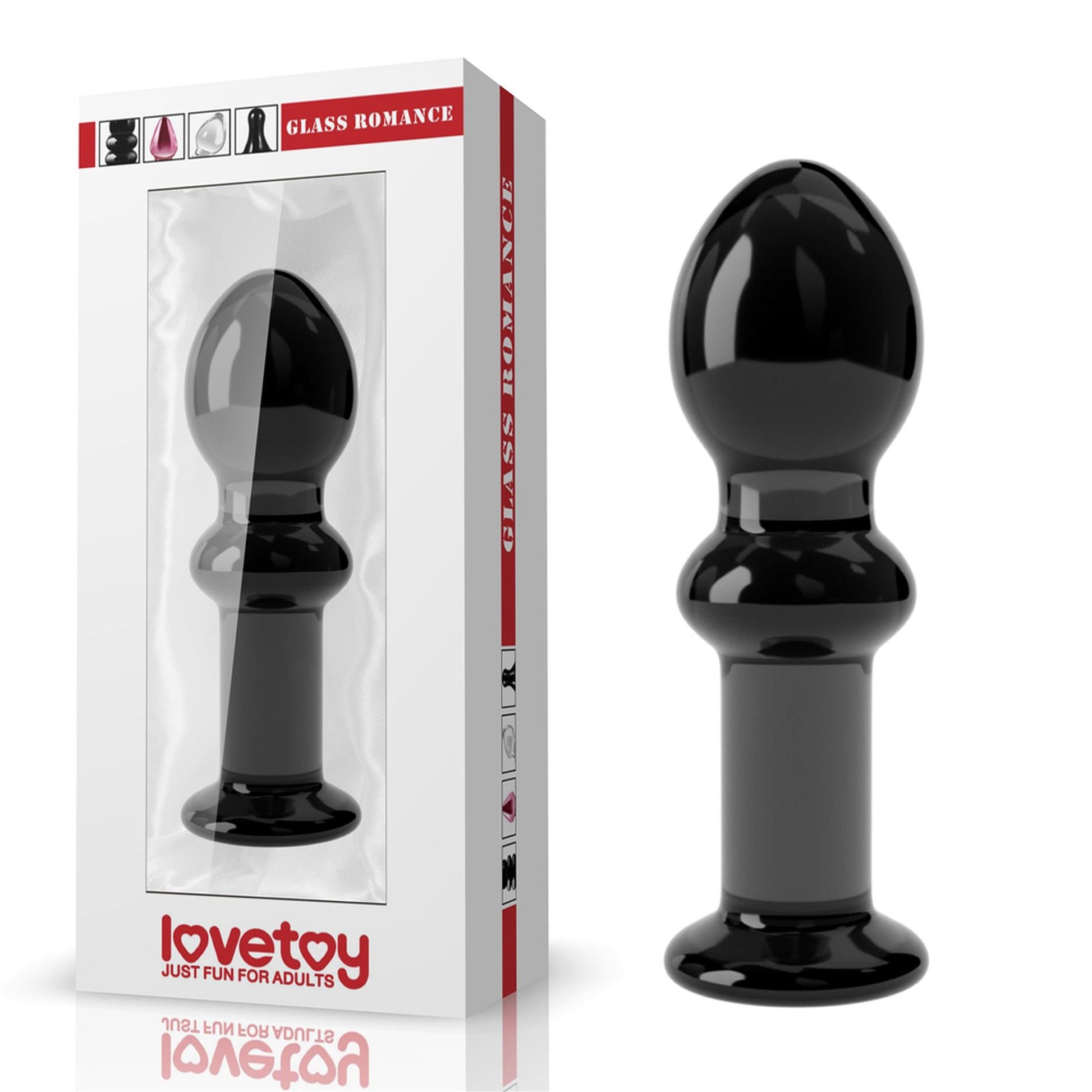 2-Czarny szklany korek analny opływową główką 11,5cm-2