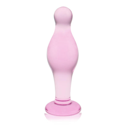 1-Opływowy szklany sex korek analny różowy 11,5 cm-1