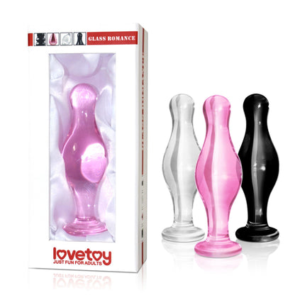 3-Opływowy szklany sex korek analny różowy 11,5 cm-3
