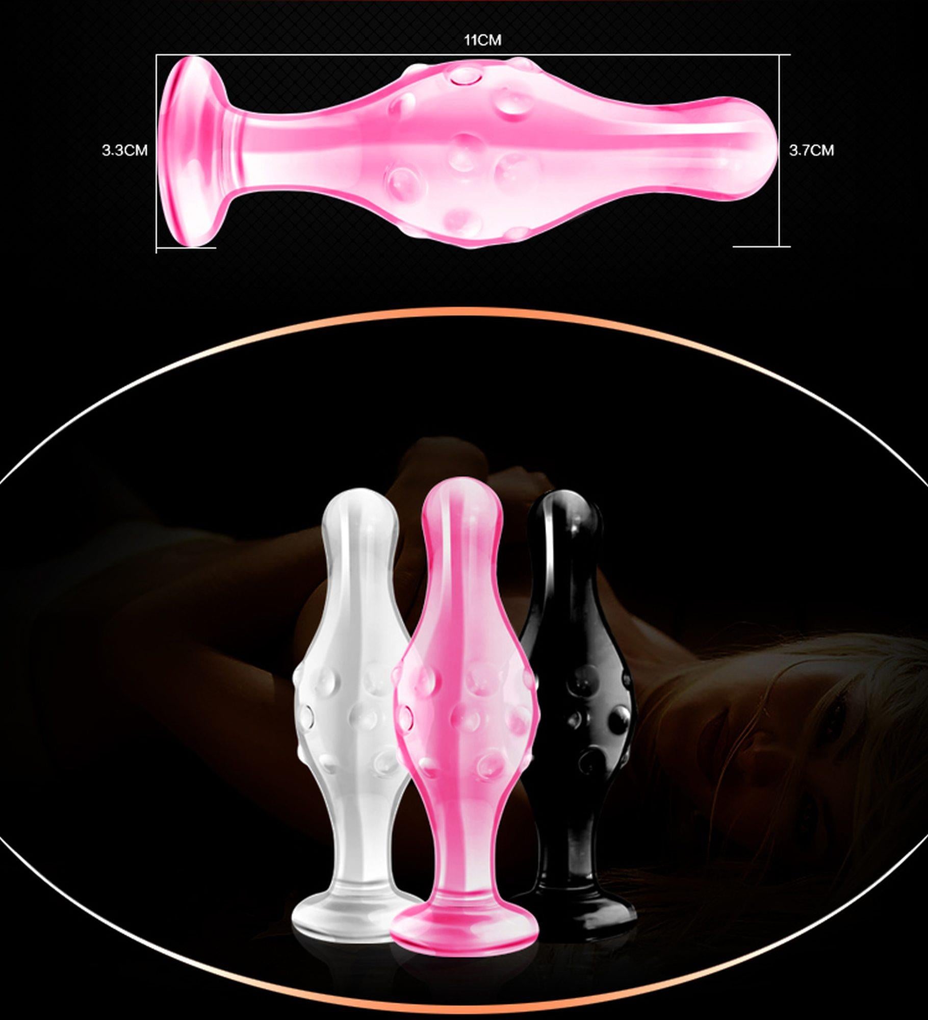 3-Szklane dildo analne z wypustkami 3 kolory 11,5 cm-3
