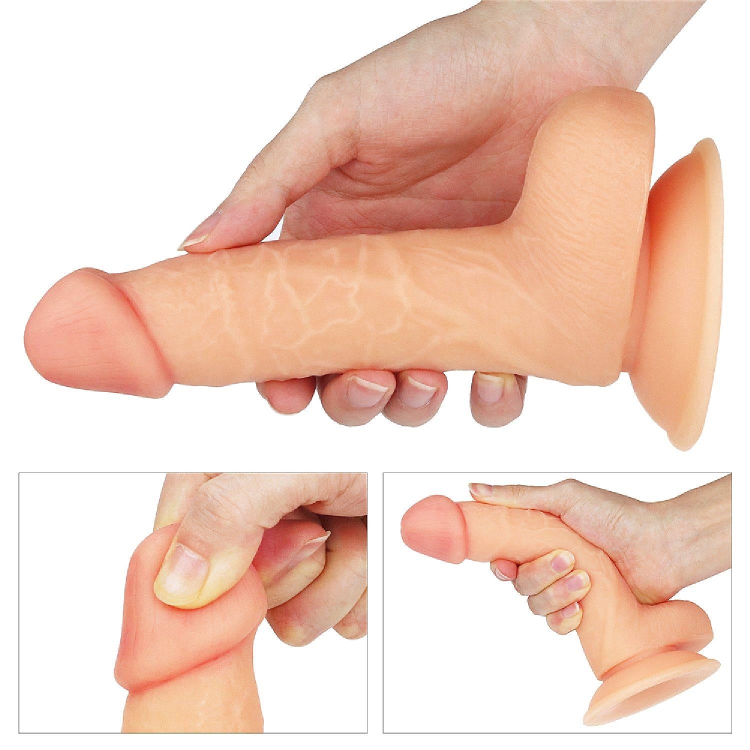 3-Wyżyłowany penis gruby z przyssawką dildo 18 cm-3