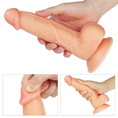 3-Wyżyłowany penis gruby z przyssawką dildo 20 cm-3