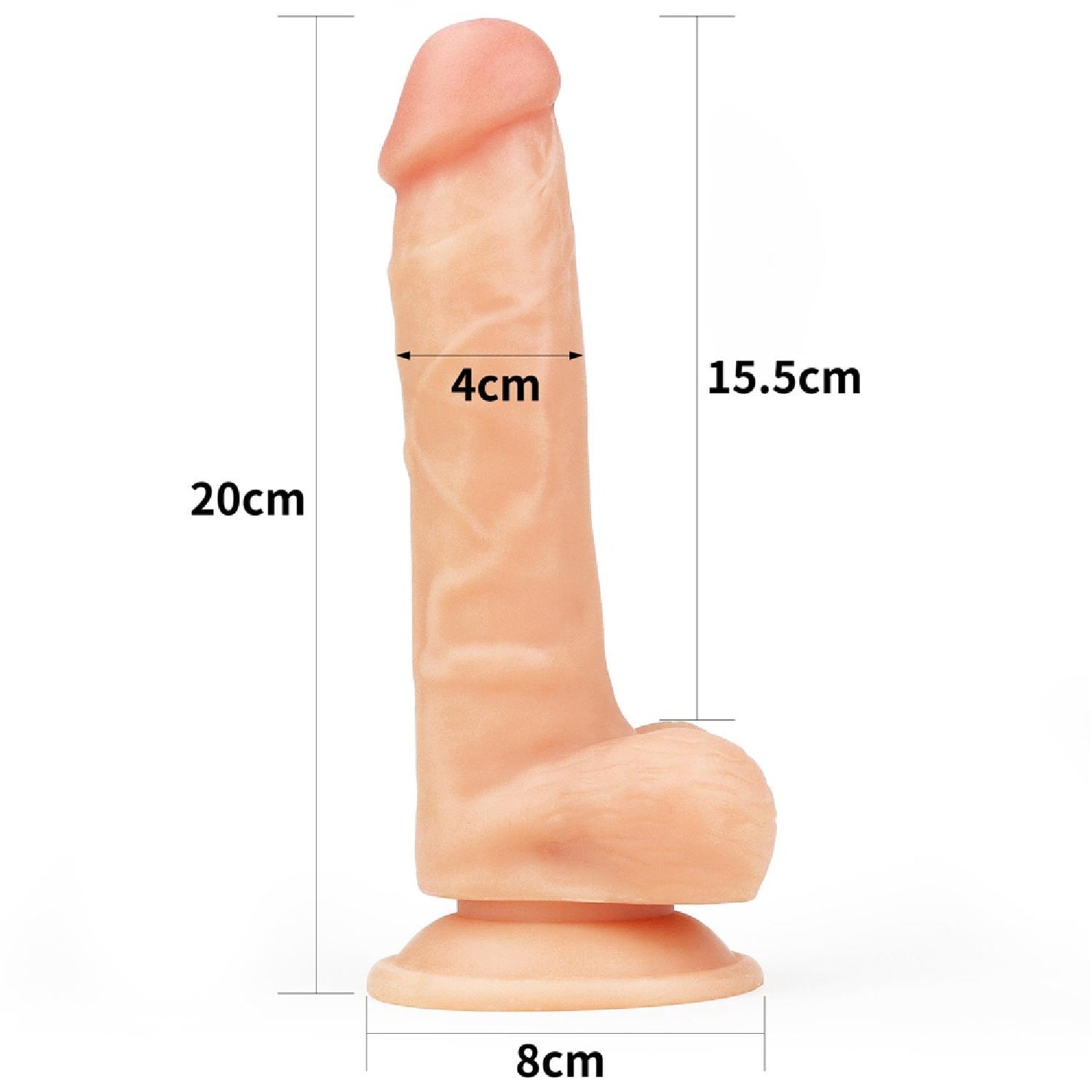 9-Giętki żyły penis gruby z przyssawką dildo 20 cm-9