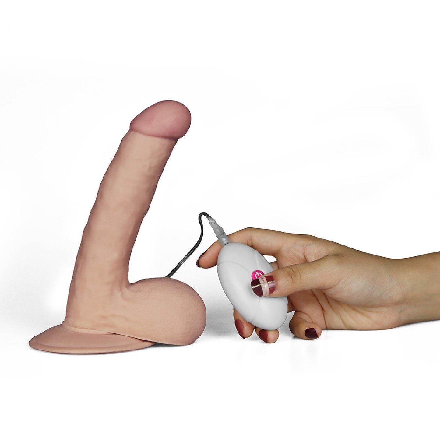 4-Dildo z przyssawką z wibracjami wyżyłowany 18 cm-4
