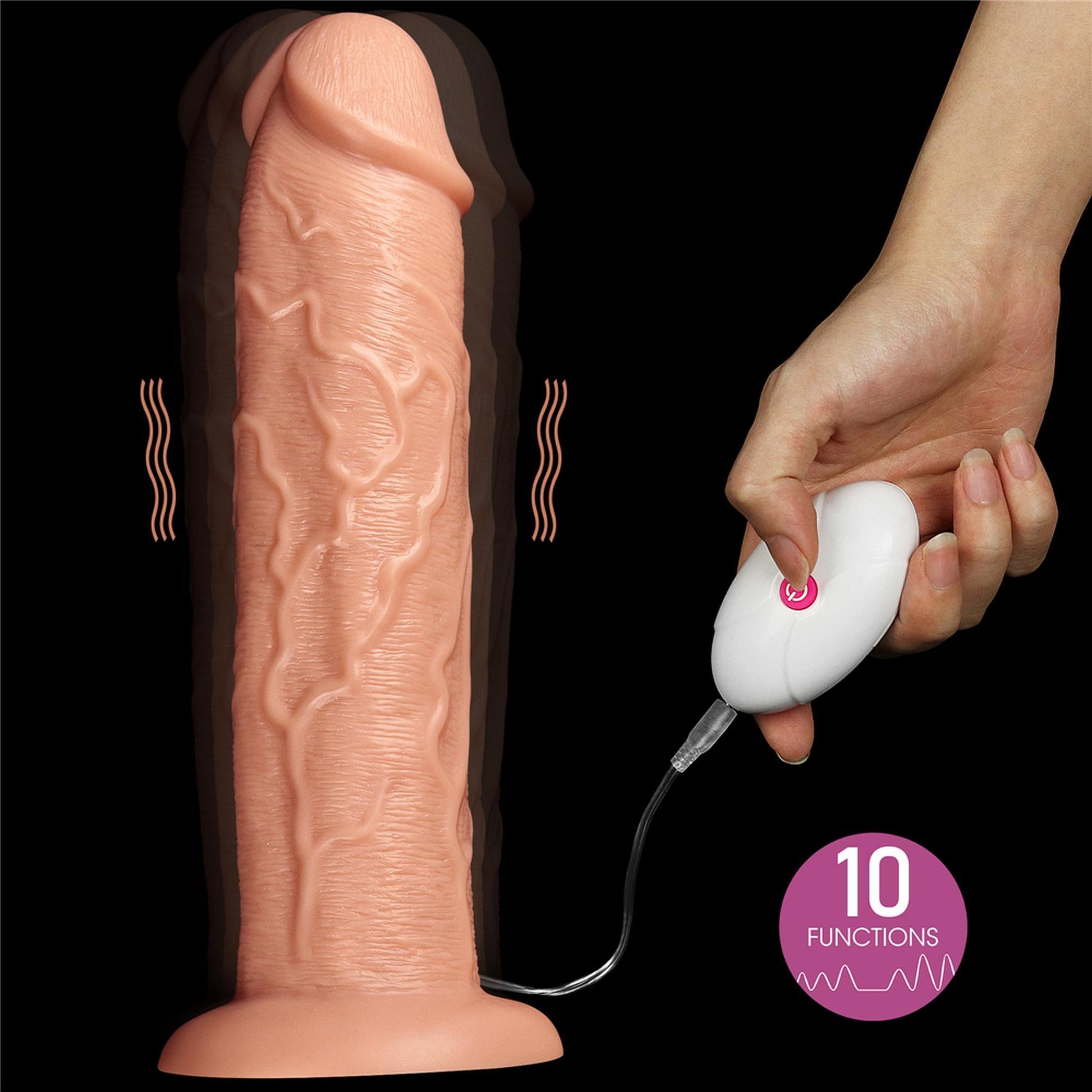 3-Grube ogromne dildo z przyssawką wibracje 28 cm-3