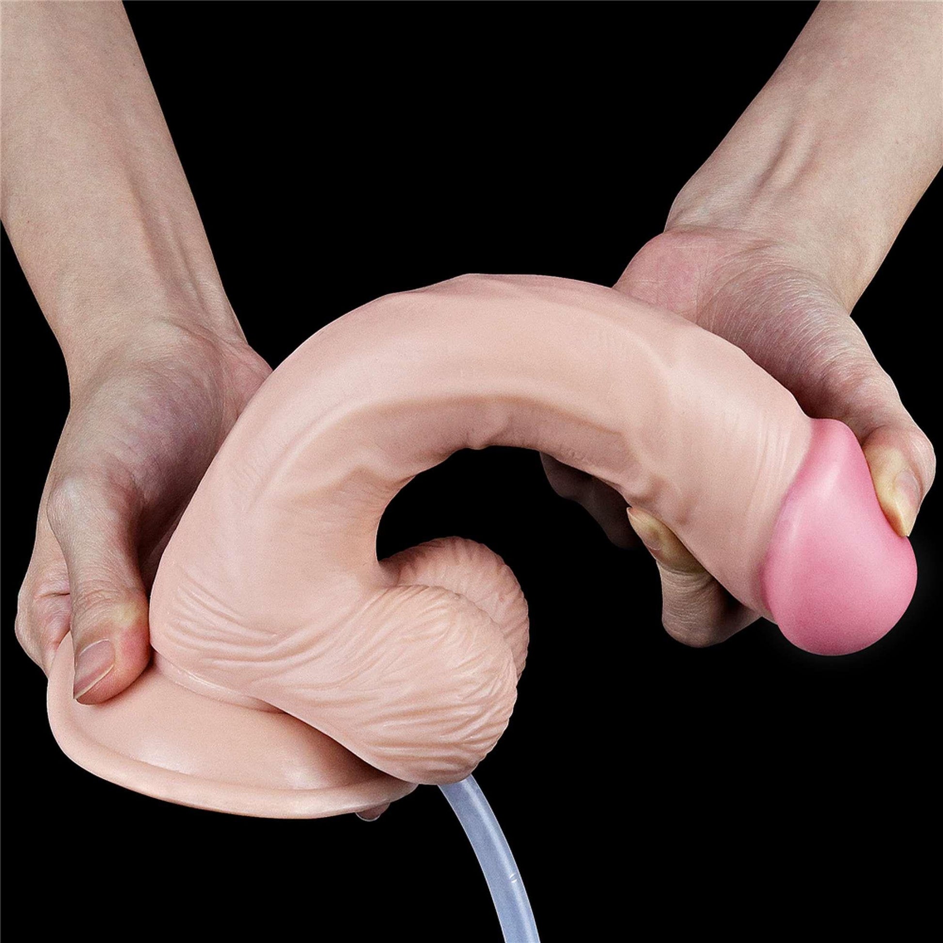 2-Gumowe dildo pompowane penis wytrysk przyssawka-2