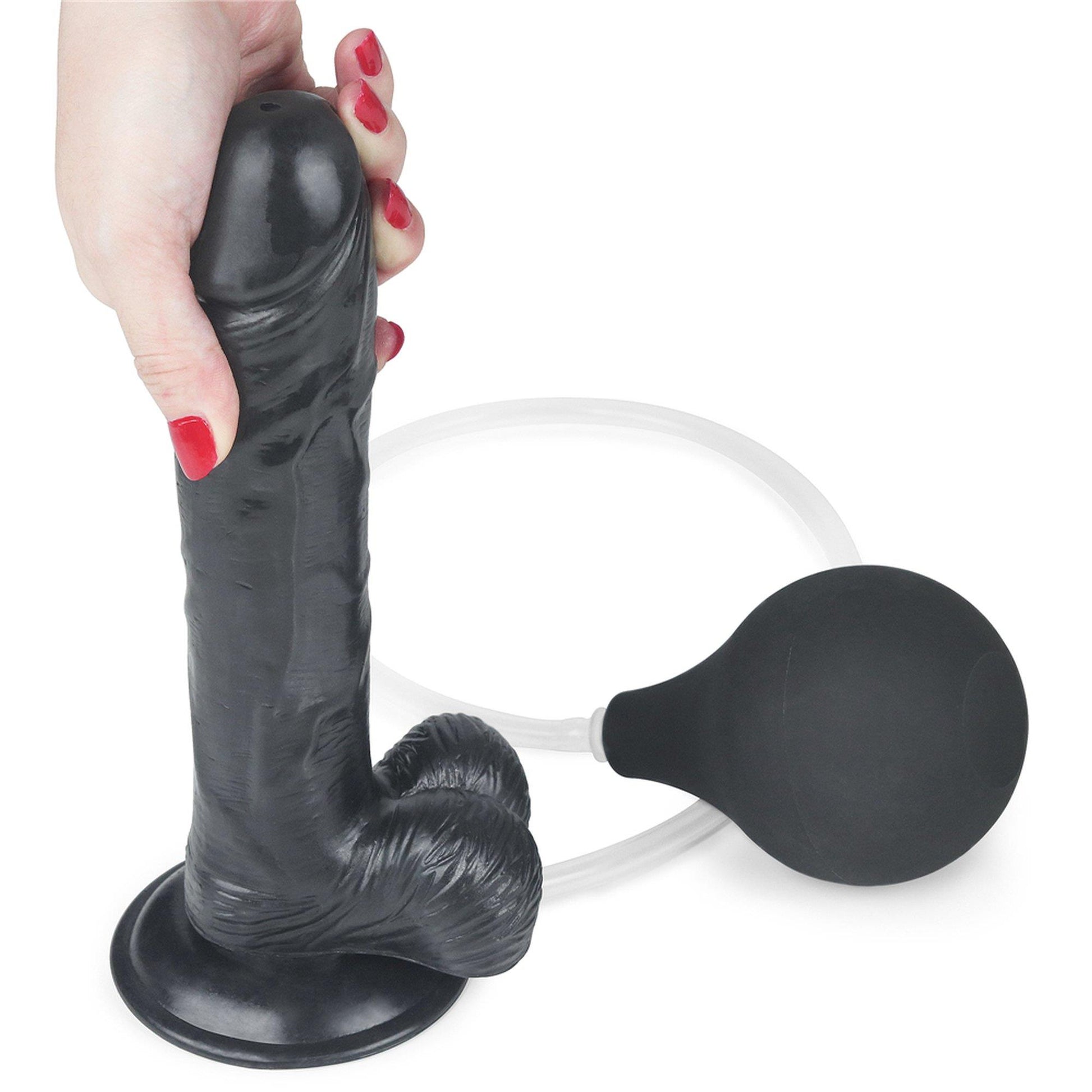7-Duży czarny penis z przyssawką i wytryskiem dildo-7