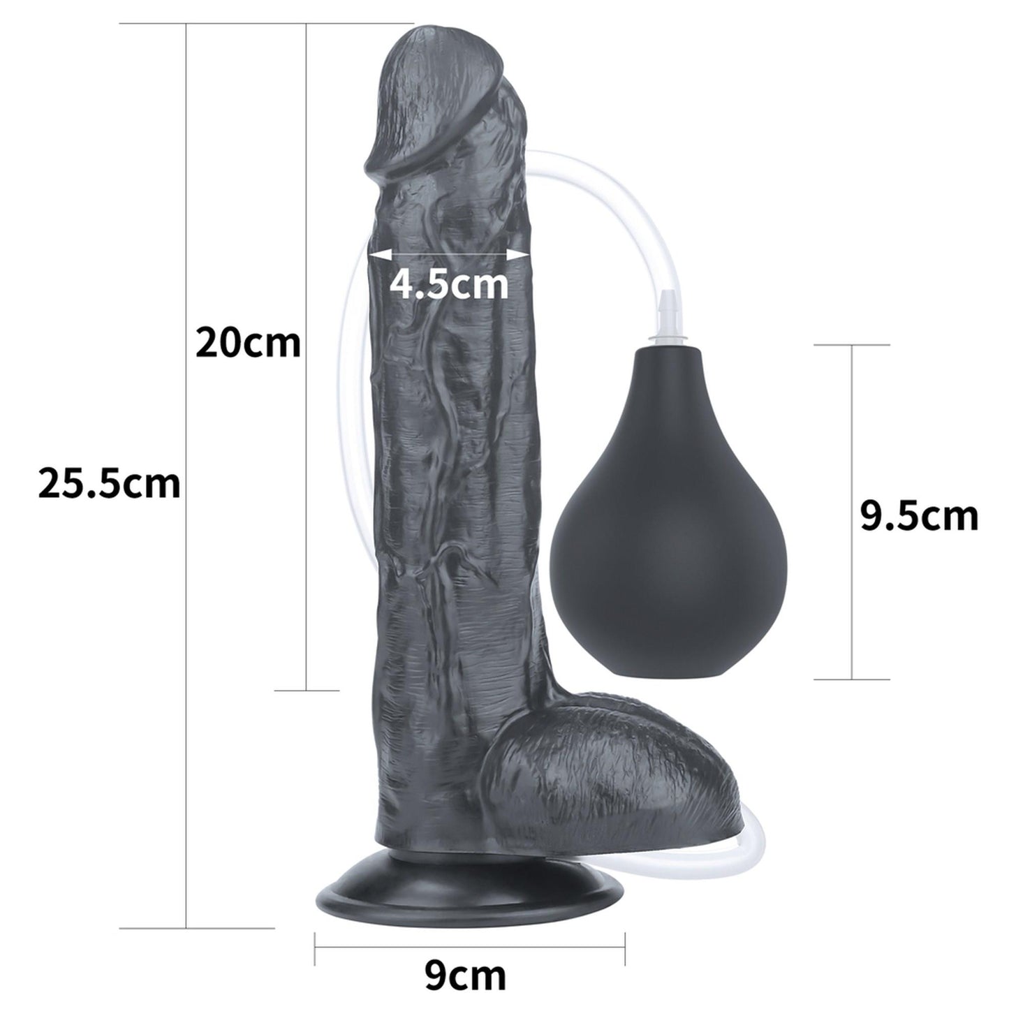 2-Żylasty czarny penis z przyssawka wytryskiem 20 cm-2