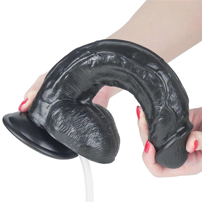 5-Żylasty czarny penis z przyssawka wytryskiem 20 cm-5