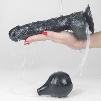 12-Żylasty czarny penis z przyssawka wytryskiem 20 cm-12