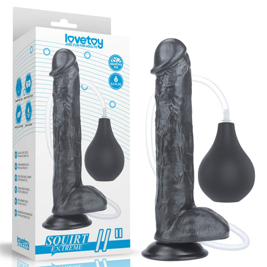 1-Czarne dildo żylaste przyssawka i wytrysk 28 cm-1