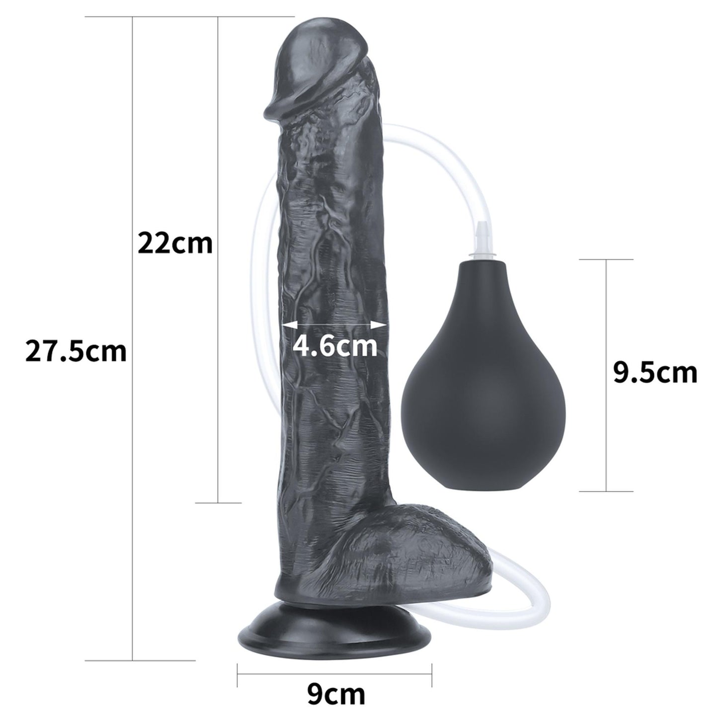 2-Czarne dildo żylaste przyssawka i wytrysk 28 cm-2