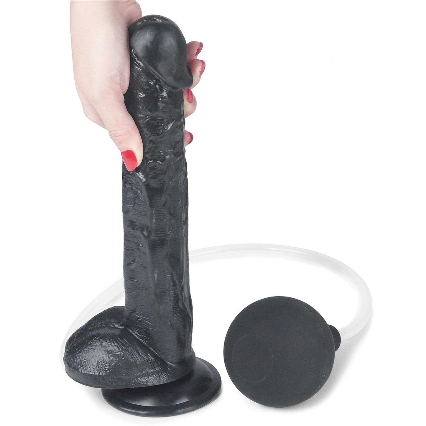 4-Czarne dildo żylaste przyssawka i wytrysk 28 cm-4