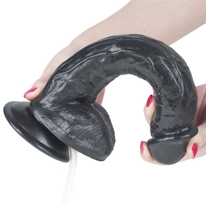 6-Czarne dildo żylaste przyssawka i wytrysk 28 cm-6