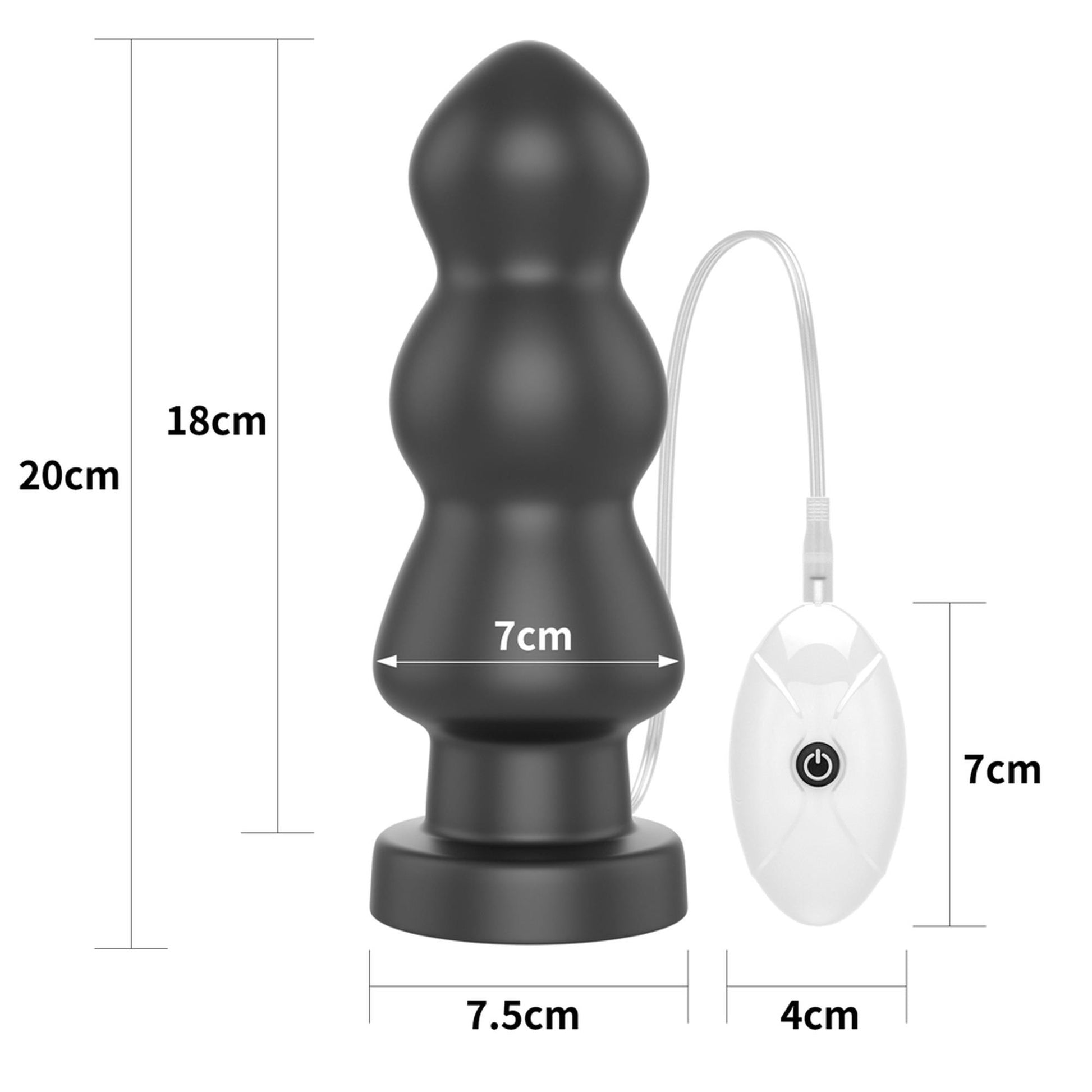 2-Duży czarny silikonowy korek analny wibracja 20 cm-2