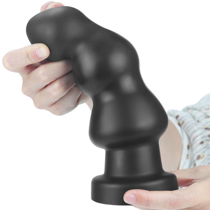 3-Duży czarny silikonowy korek analny wibracja 20 cm-3