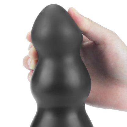 4-Duży czarny silikonowy korek analny wibracja 20 cm-4