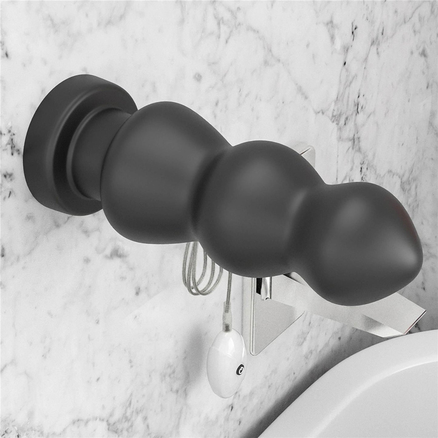 11-Duży czarny silikonowy korek analny wibracja 20 cm-11
