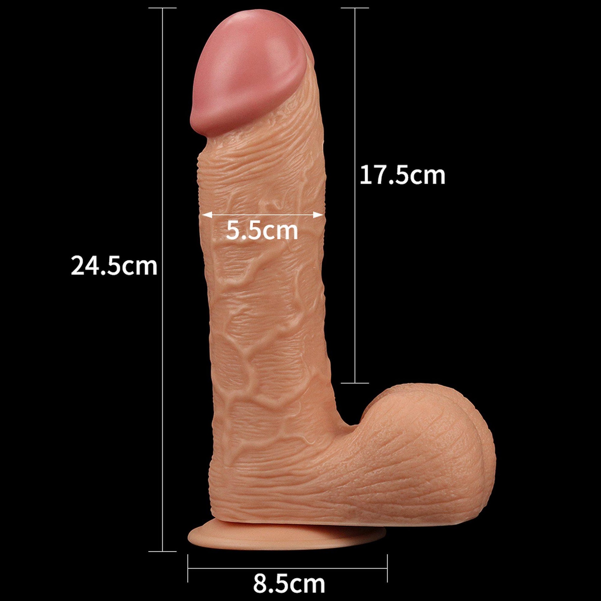 7-Gruby giętki silikonowy penis z przyssawką 24,5 cm-7