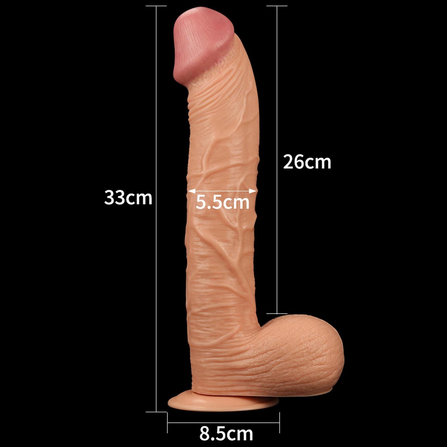 7-Lekko zakrzywione cieliste dildo z przyssawką 33cm-7