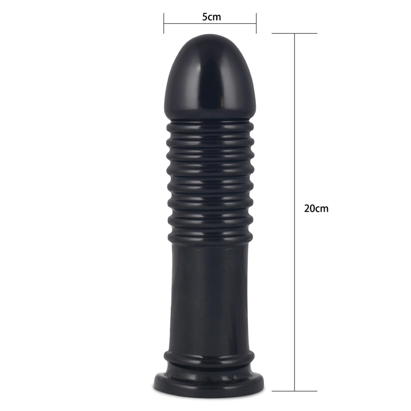 5-Czarny korek analny duży z pierścieniami 20 cm-5