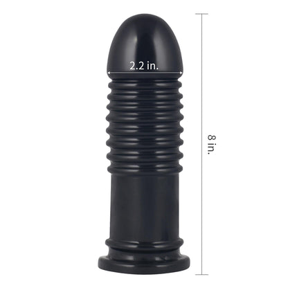 8-Czarny korek analny duży z pierścieniami 20 cm-8