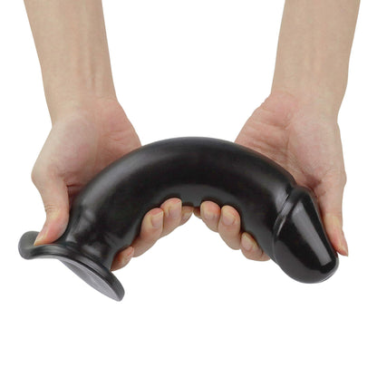 6-Czarny lateksowy penis dildo giętki z przyssawką-6