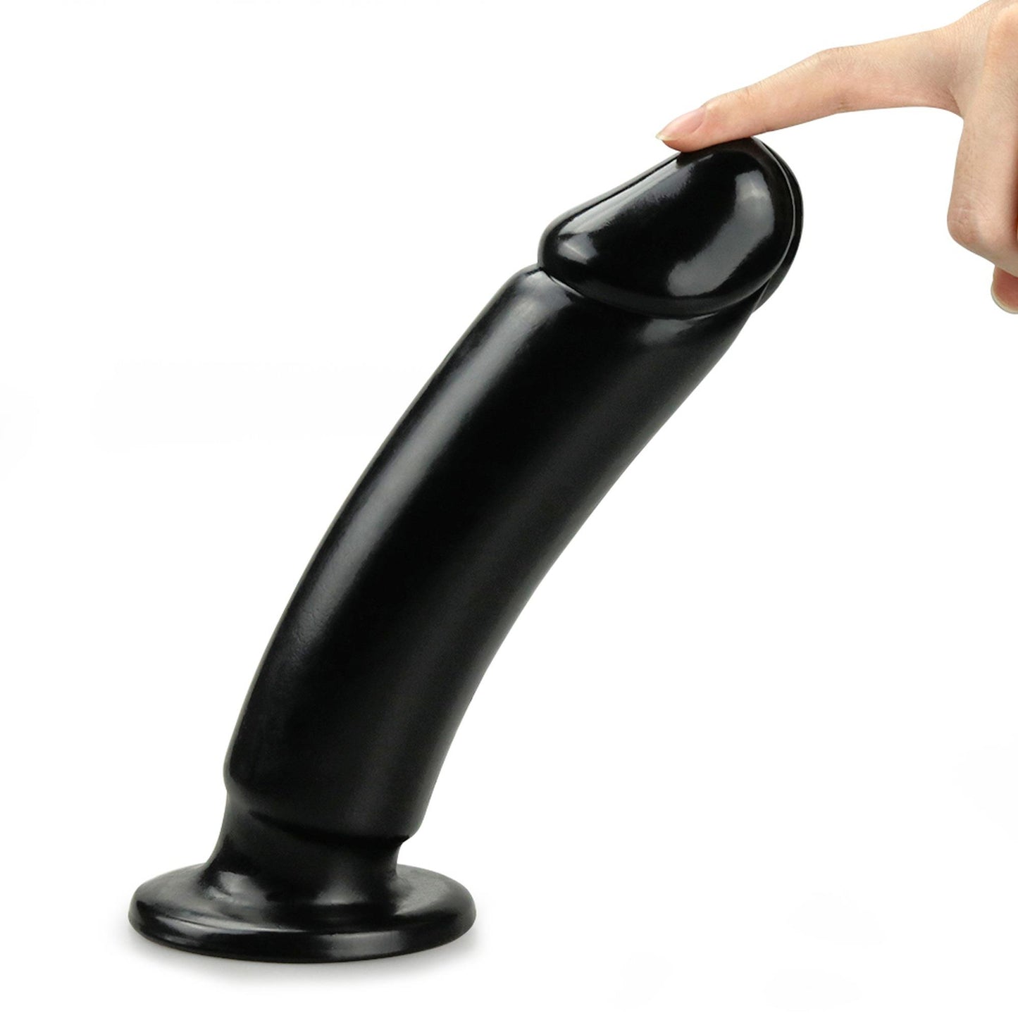 8-Czarny lateksowy penis dildo giętki z przyssawką-8