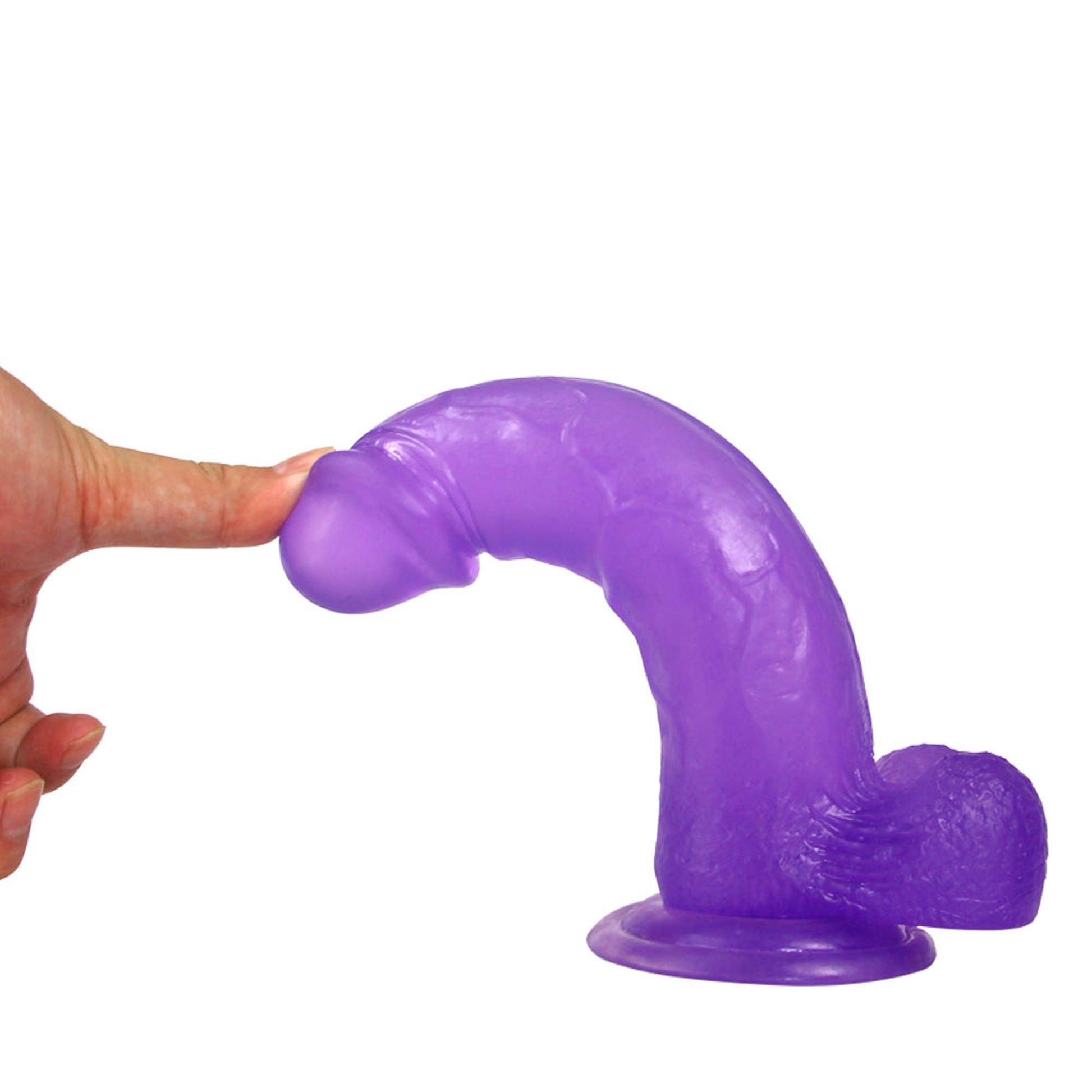 3-Żelowe duże dildo z przyssawką giętki fioletowe-3