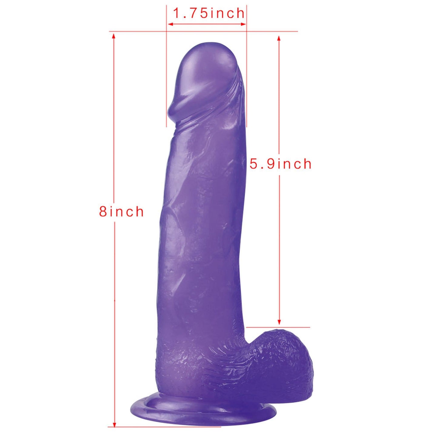 4-Żelowe duże dildo z przyssawką giętki fioletowe-4