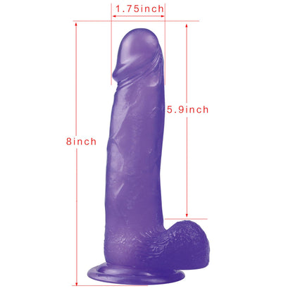 4-Żelowe duże dildo z przyssawką giętki fioletowe-4