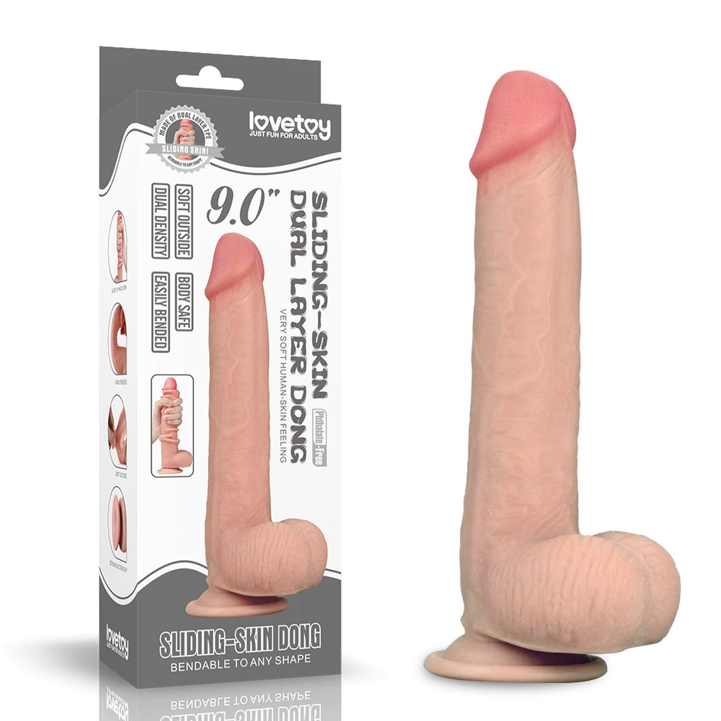 1-Wodoodporne dildo podwójna skóra przyssawka 23 cm-1