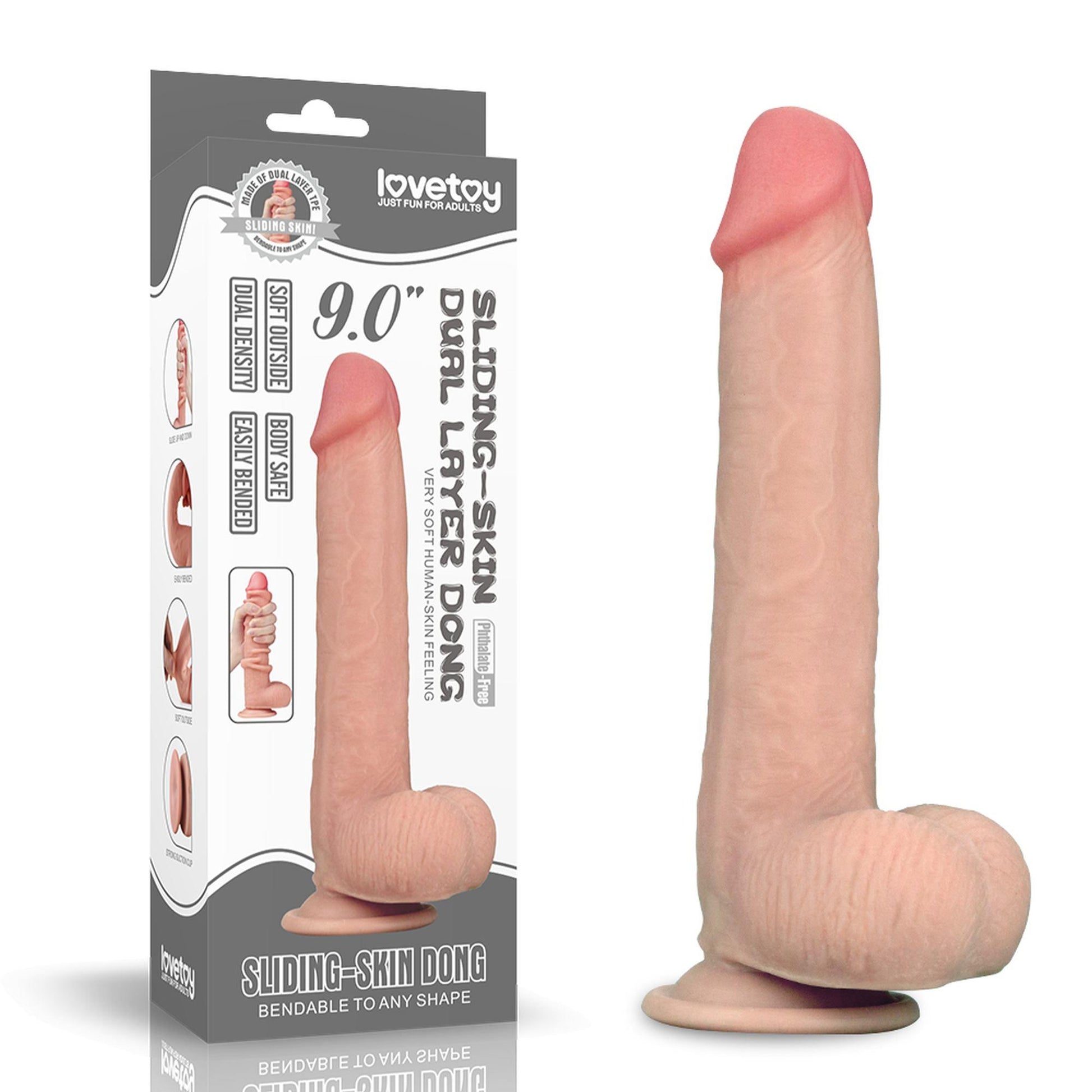 1-Wodoodporne dildo podwójna skóra przyssawka 23 cm-1