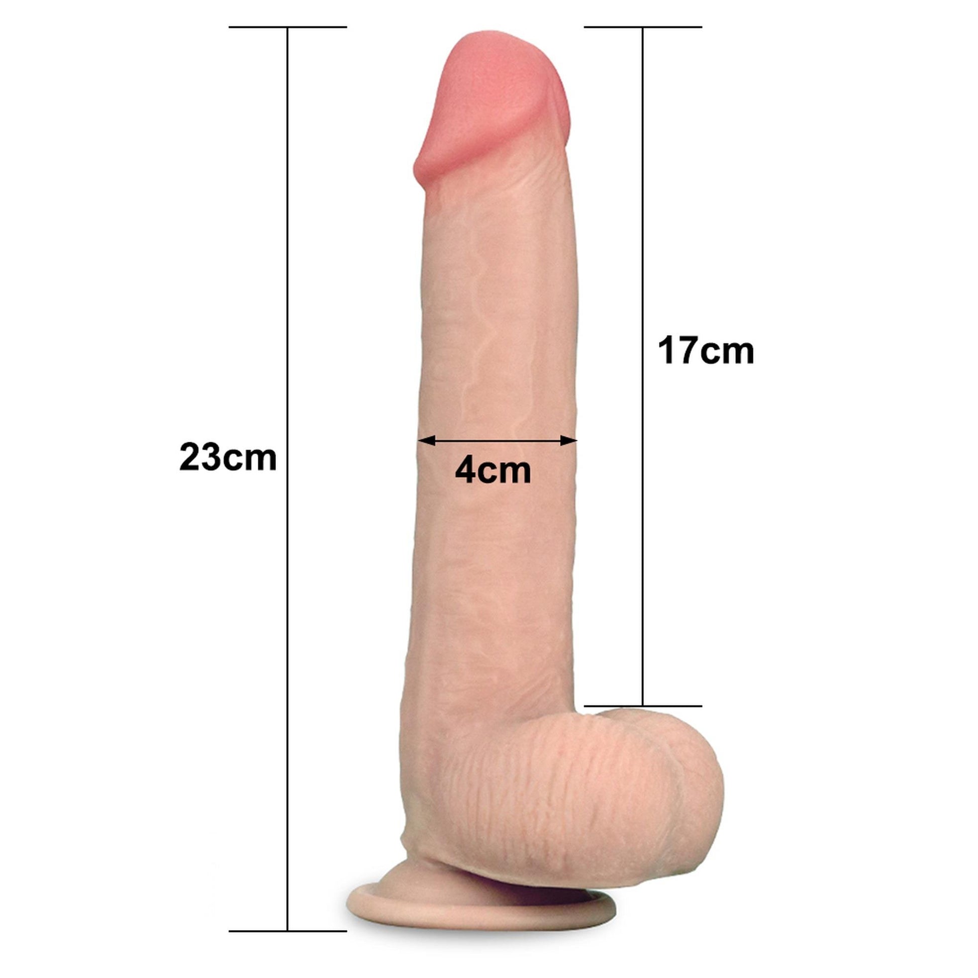 4-Wodoodporne dildo podwójna skóra przyssawka 23 cm-4