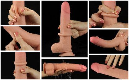 8-Wodoodporne dildo podwójna skóra przyssawka 23 cm-8