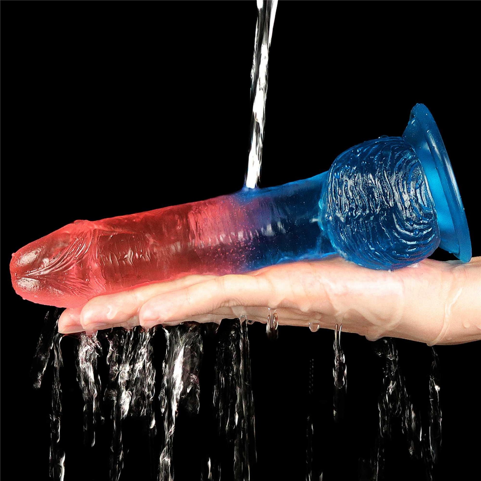 8-Dwukolorowe silikonowe dildo gumowe z przyssawką-8
